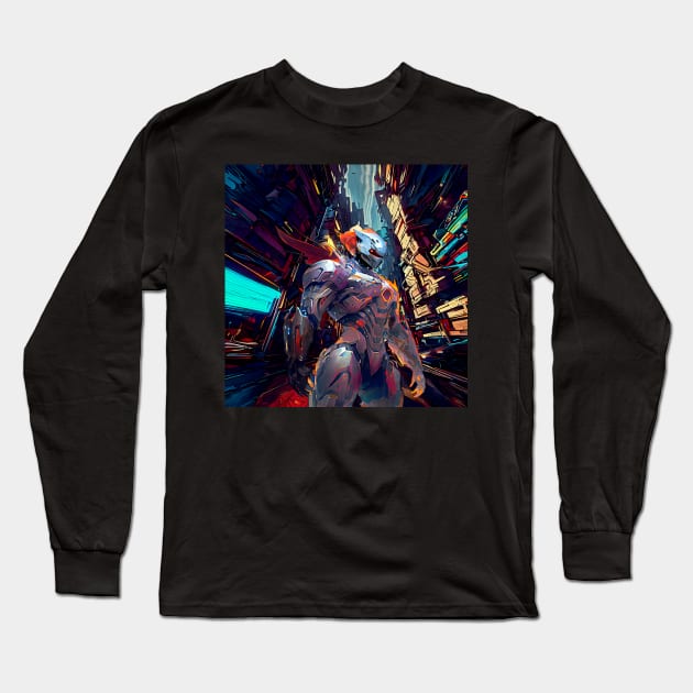 Cyberpunk Warrior Juggernaut Long Sleeve T-Shirt by THE AVENUE BAY